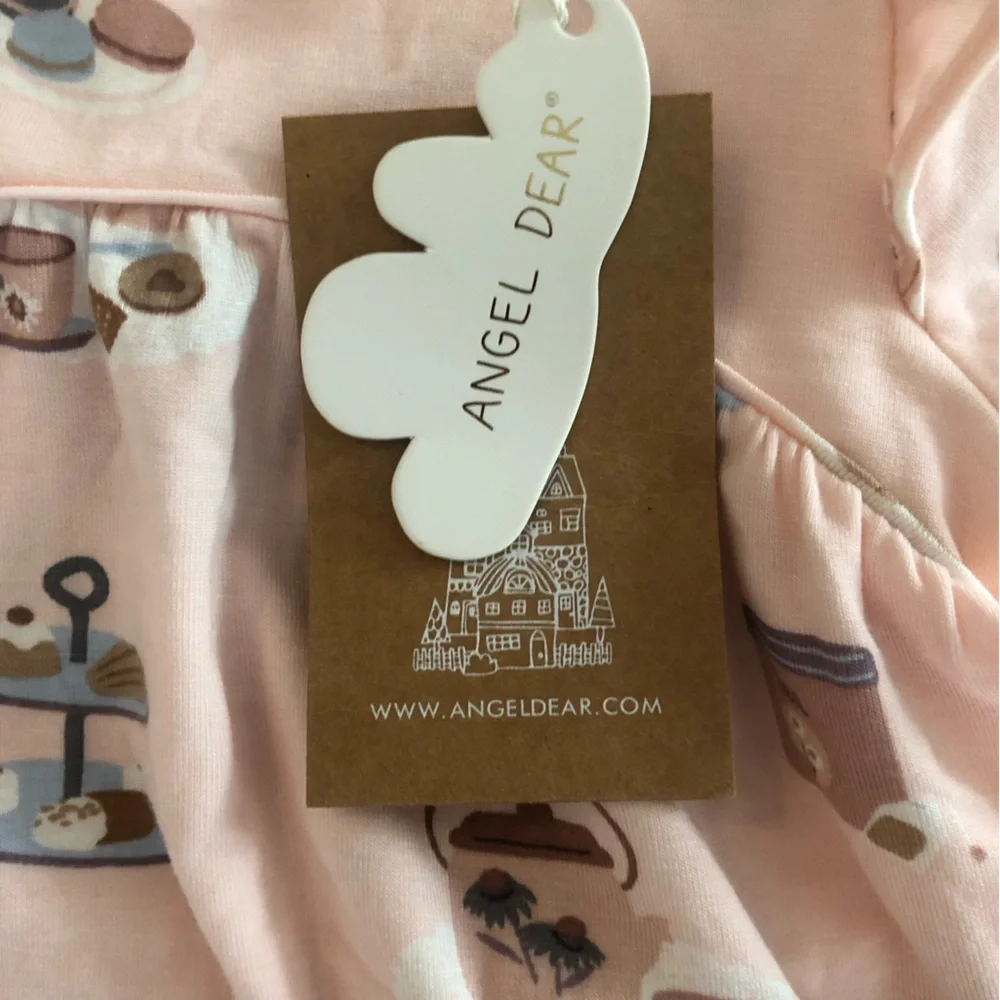 Angel Dear Pink Tea Party Long Sleeve Dress with Dusty Rose Leggings - Picture 2 of 12